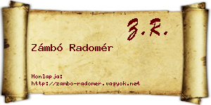 Zámbó Radomér névjegykártya